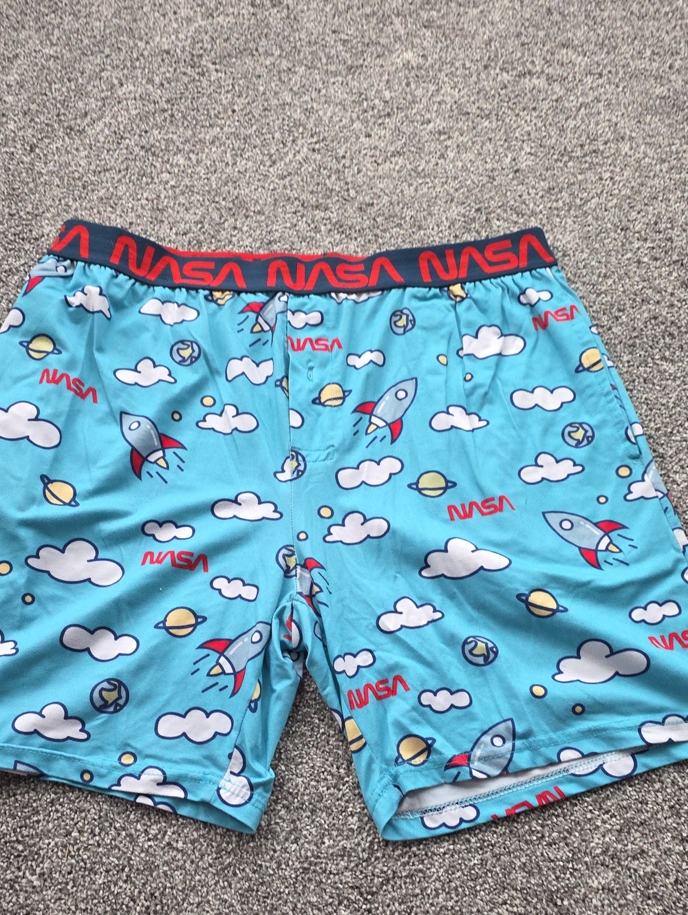 MAD Engine Light Blue NASA Rocket Print Swim Trunks